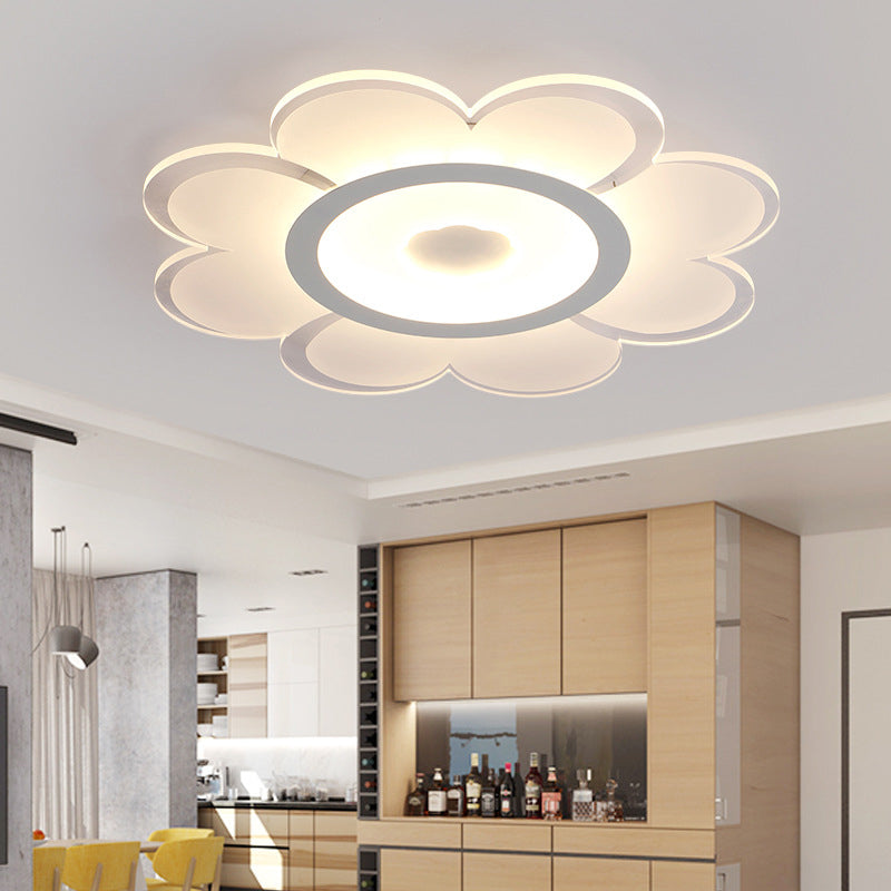 Lampada da soffitto acrilico a forma di fiore Contemporary White LED Flush Mount Illuminazione per Soggiorno, 8 "/19.5 "/31" W