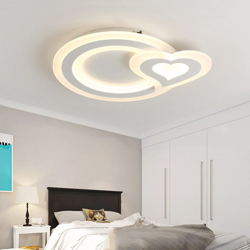 Lampada da soffitto a LED nordica ultrasottile Triangolo bianco/Cuore amoroso/Stella Lampada da incasso con paralume in acrilico, luce calda/bianca
