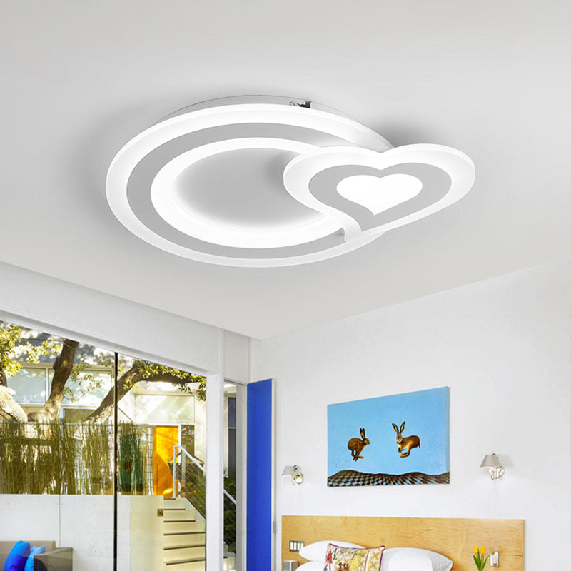 Lampada da soffitto a LED nordica ultrasottile Triangolo bianco/Cuore amoroso/Stella Lampada da incasso con paralume in acrilico, luce calda/bianca