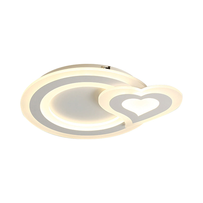 Lampada da soffitto a LED nordica ultrasottile Triangolo bianco/Cuore amoroso/Stella Lampada da incasso con paralume in acrilico, luce calda/bianca