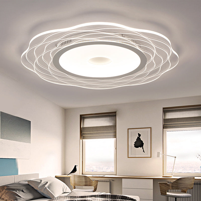 Super-Thin Scalloped Bedroom Flush Light Acrylic Minimalist LED Flush Mount Ceiling Lamp in Warm/White Light, 16.5"/20.5"/31" W