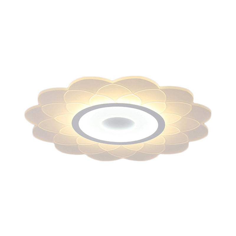 Lampe encastrée à fleurs blanches Moderniste 16,5"/20,5"/31" de large Éclairage de plafond en acrylique LED en lumière chaude/blanche