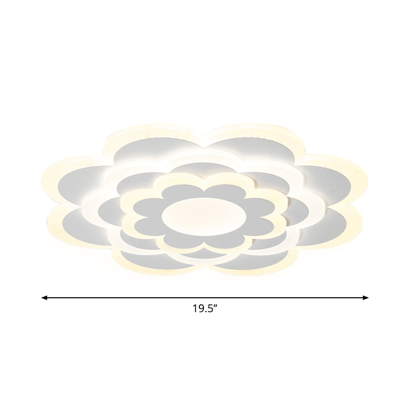 Lampe LED encastrée pour chambre à coucher, plafonnier blanc moderne avec abat-jour en acrylique à fleurs superposées, lumière chaude/blanche