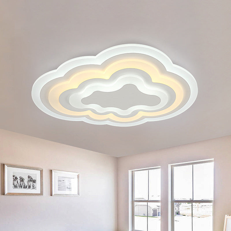 Cartoon Cloud Flush Ceiling Light Acrylic Child Bedroom LED Flushmount Lighting in Warm/White Light, 19.5"/23.5"/31" Width