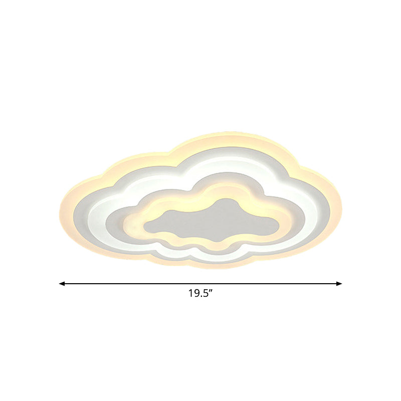 Cartoon Cloud Flush Ceiling Light Acrylic Child Bedroom LED Flushmount Lighting in Warm/White Light, 19.5"/23.5"/31" Width