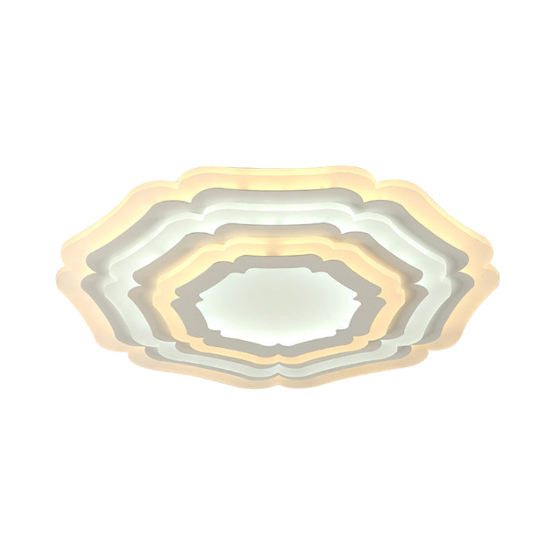 White Floral Layer Ceiling Flush Mount Modern 8"/19.5"/39" Wide LED Acrylic Flush-Mount Light Fixture for Living Room