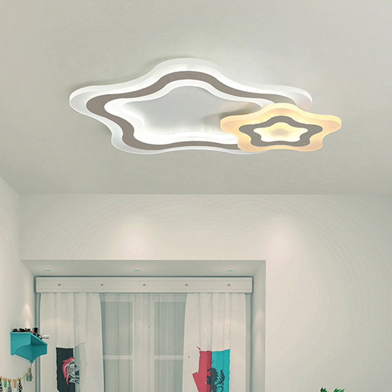 Star/Cloud/Loving Heart Ceiling Lamp Cartoon Acrylic Kids Bedroom LED Flush Mount Light in Warm/White Light
