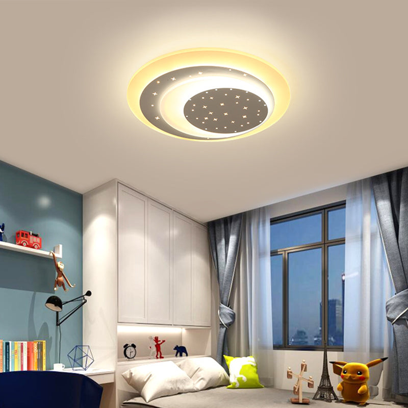 Starry Moon Night Massimale Illuminazione Moderna Acrilico 8 "/19.5" Wide LED White Flushmount Light in Warm / White Light