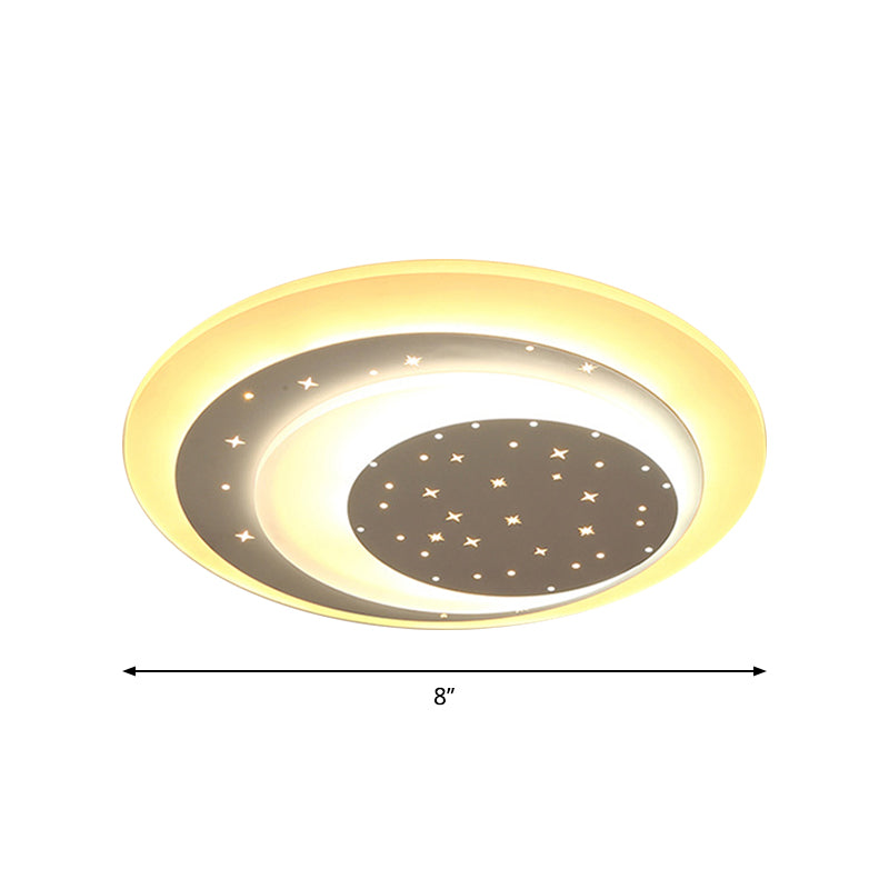 Starry Moon Night Massimale Illuminazione Moderna Acrilico 8 "/19.5" Wide LED White Flushmount Light in Warm / White Light