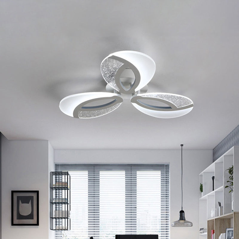 Lámpara de montaje de LED de montaje de LED de la sala de estar moderna Luz de techo ultrafino de color blanco con sombra de acrílico floral, luz cálida/blanca