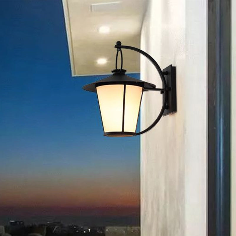 Un bulbo Opal Glass Splight Light Vintage Royal Black Cono/Cilindro Lámpara de pared al aire libre