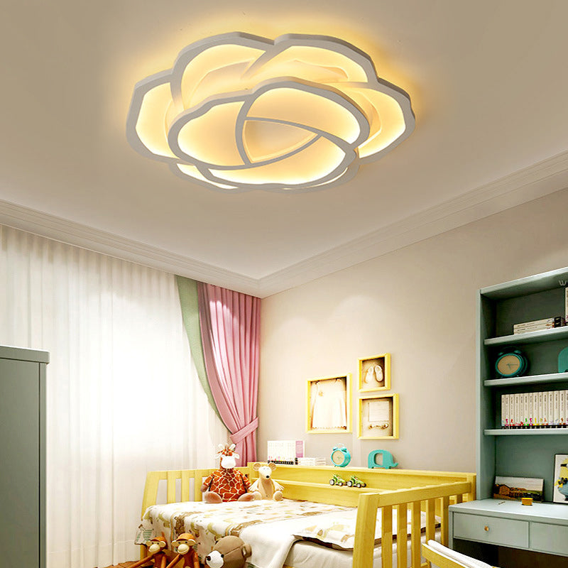 Baby Bedroom Flower LED Ceiling Lamp Acrylic Modern Pretty White Flush Ceiling Light