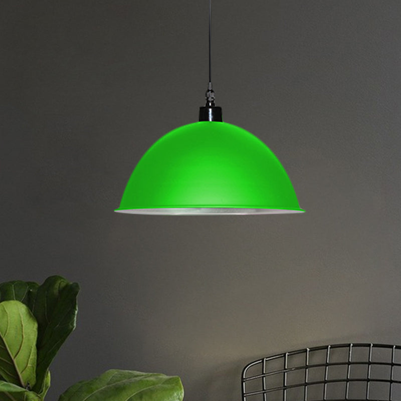 1 lampe suspendue à la tête avec une teinte de dôme métallique industriel salon plafond pendentif léger en rouge / jaune