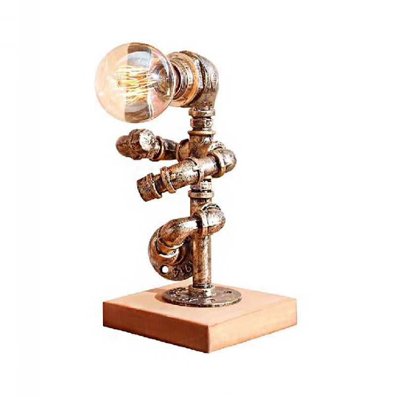 1 Light Table Lighting with Robot Athlete Design Metal Steampunk Style Bedroom Table Lamp in Bronze