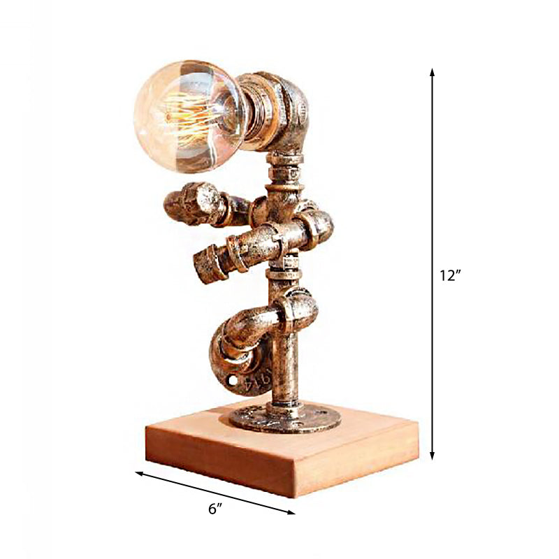 1 Light Table Lighting with Robot Athlete Design Metal Steampunk Style Bedroom Table Lamp in Bronze