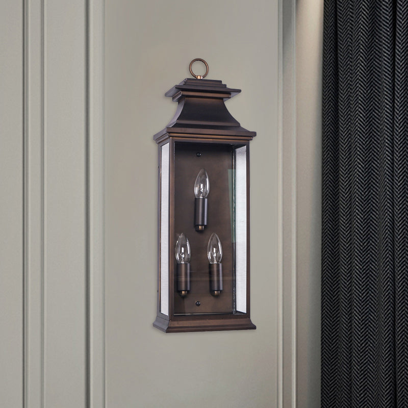 3 Bulbs Candle Wall Mounted Light Fixture Industrial Matte Bronze Metal Lighting for Living Room