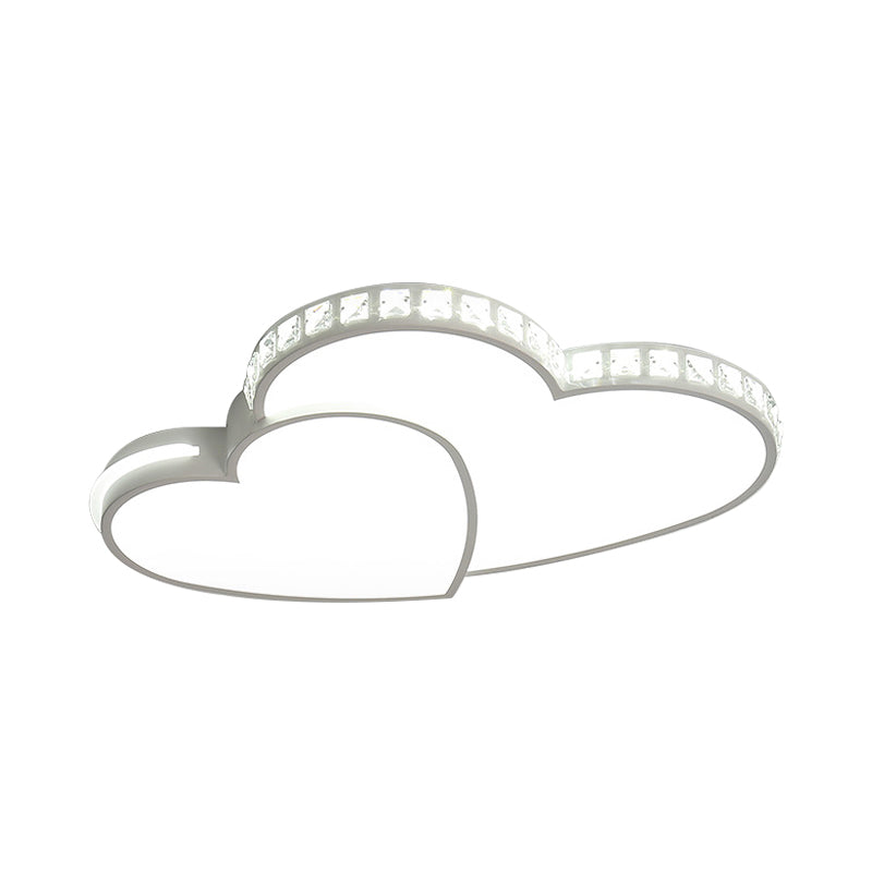 Plafonnier contemporain en forme de cœur avec cristal transparent, plafonnier LED en acrylique blanc pour Foyer