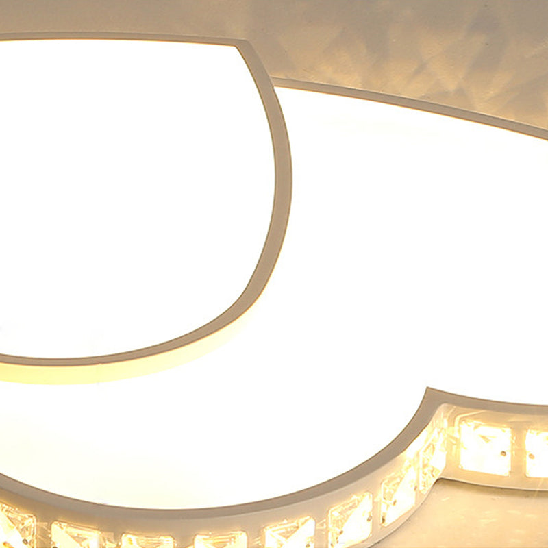 Plafonnier contemporain en forme de cœur avec cristal transparent, plafonnier LED en acrylique blanc pour Foyer