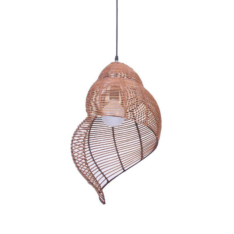 Rattan Spiralschale geformtes Anhänger Küste Single-Bulb-Kaffee/Beige Hanging Light Kit, 10 "/12"/14 "breit