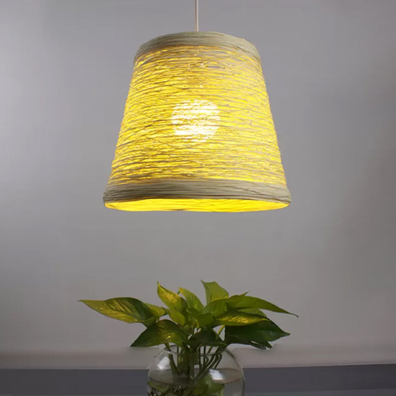Taps toelopende trommel rotan hanglamp moderne stijl 1 kop zwart/rood/roze plafond hang licht boven eettafel