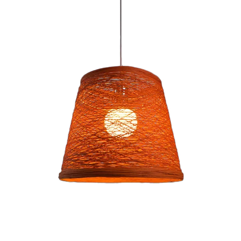 Taps toelopende trommel rotan hanglamp moderne stijl 1 kop zwart/rood/roze plafond hang licht boven eettafel