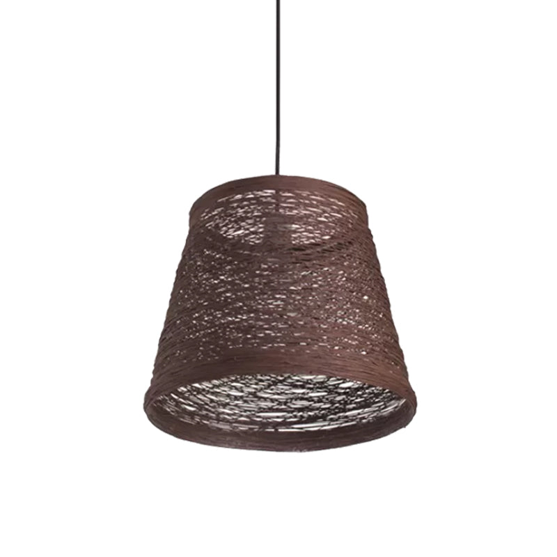 Taps toelopende trommel rotan hanglamp moderne stijl 1 kop zwart/rood/roze plafond hang licht boven eettafel