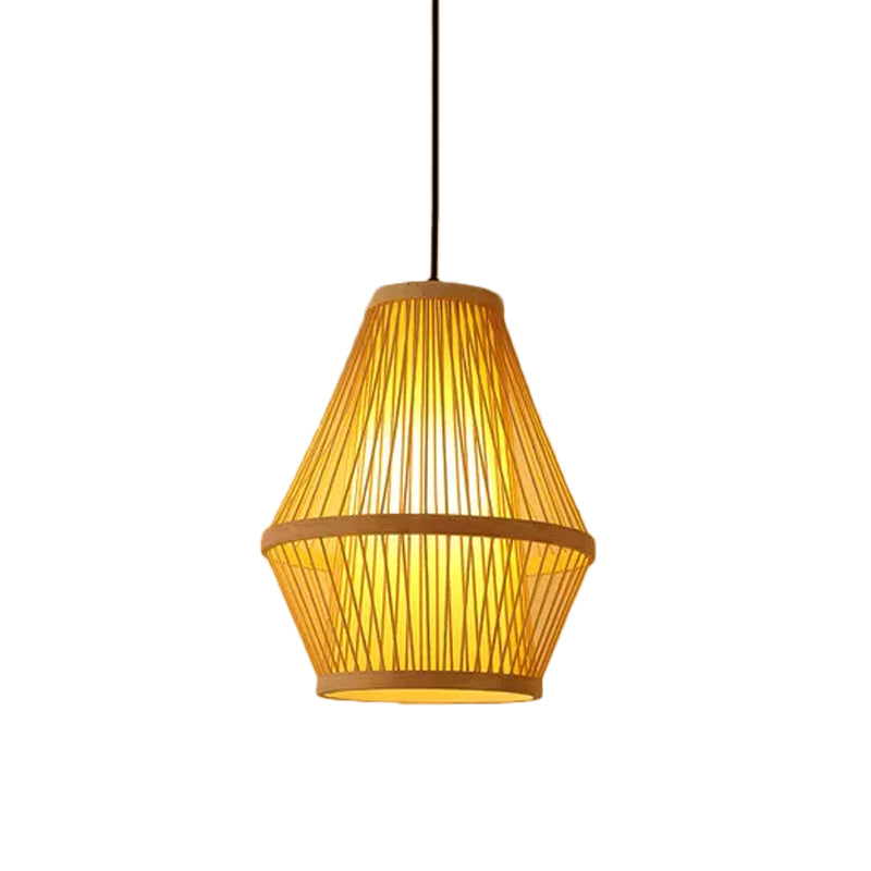 Teardrop/Bubbling/3-schade Anhänger Light Kit Chinesische Bambus 1-Licht beige Deckenhänge-Laterne