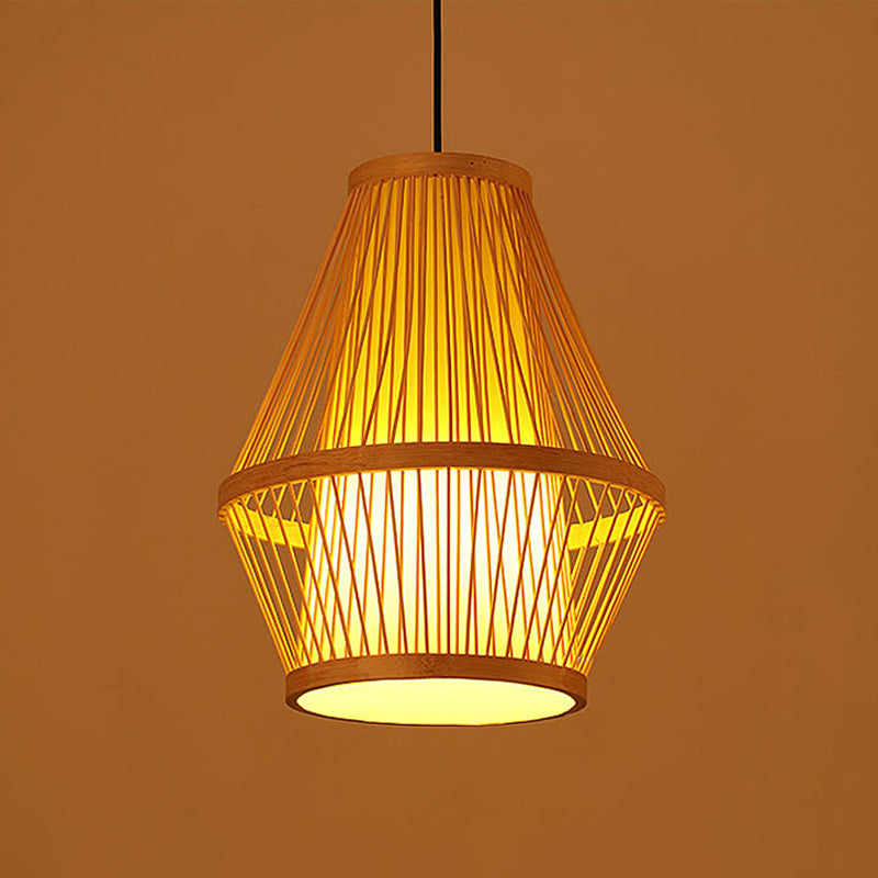 Teardrop/Bubbling/3-schade Anhänger Light Kit Chinesische Bambus 1-Licht beige Deckenhänge-Laterne