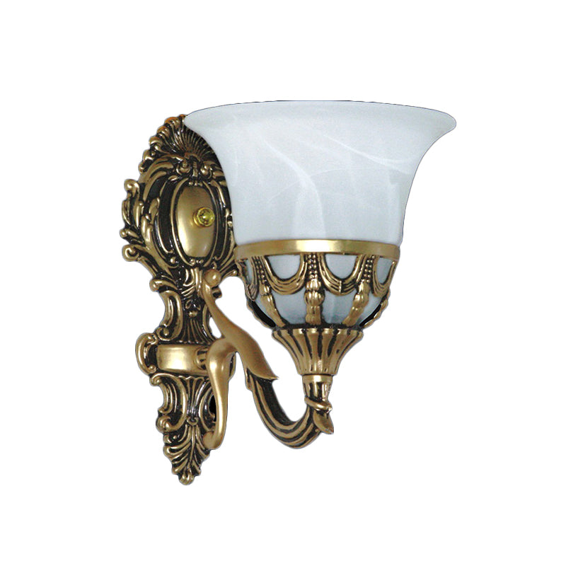 Albâtre en verre bronze lampe de lampe murale 1 lumière de style antique