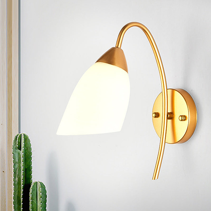 Cône / Tulip Livrée Lampe murale minimaliste Verre ivoire en or 1-Light Gold Golylock Appince Éclairage
