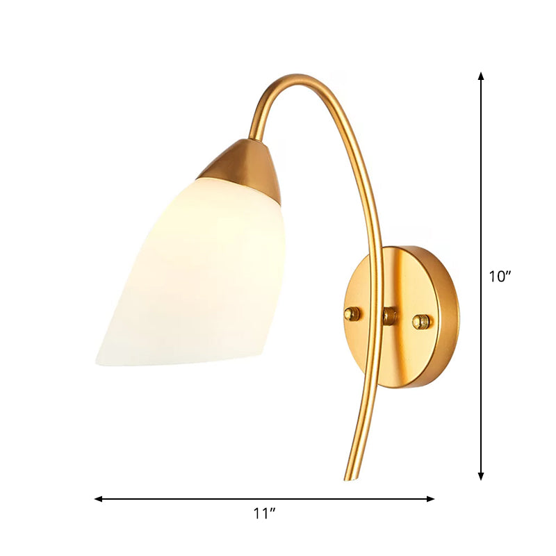 Cône / Tulip Livrée Lampe murale minimaliste Verre ivoire en or 1-Light Gold Golylock Appince Éclairage