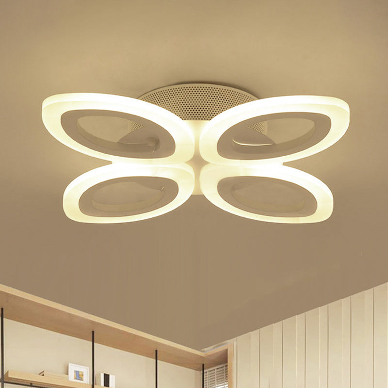 Plafond de salon en fleur luxueuse luministe acrylique moderniste LED semi-chasseur éclairage en blanc, 19 "/ 30" / 43 "de largeur