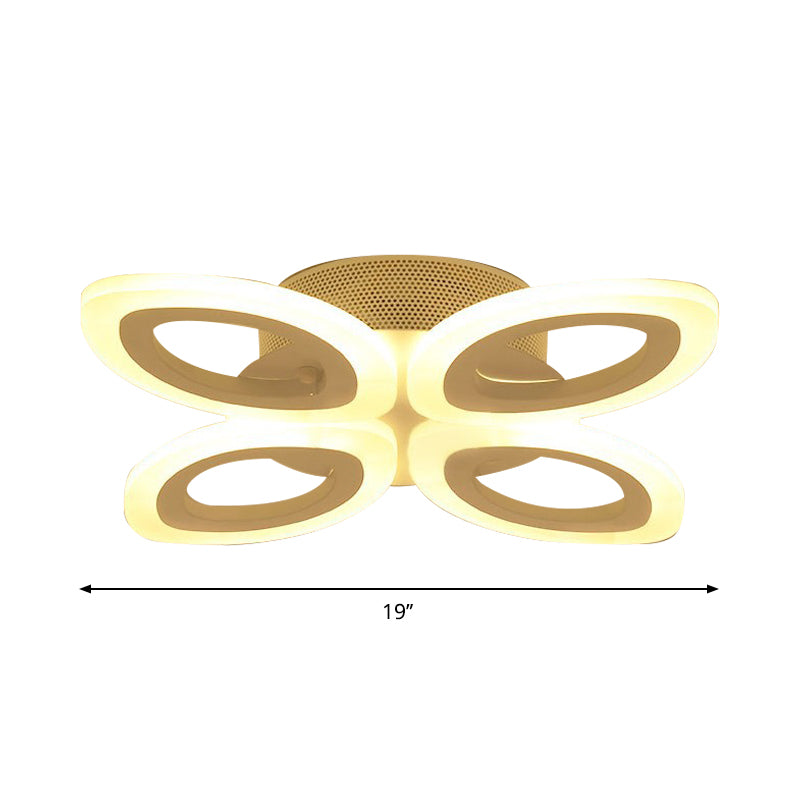 Plafond de salon en fleur luxueuse luministe acrylique moderniste LED semi-chasseur éclairage en blanc, 19 "/ 30" / 43 "de largeur