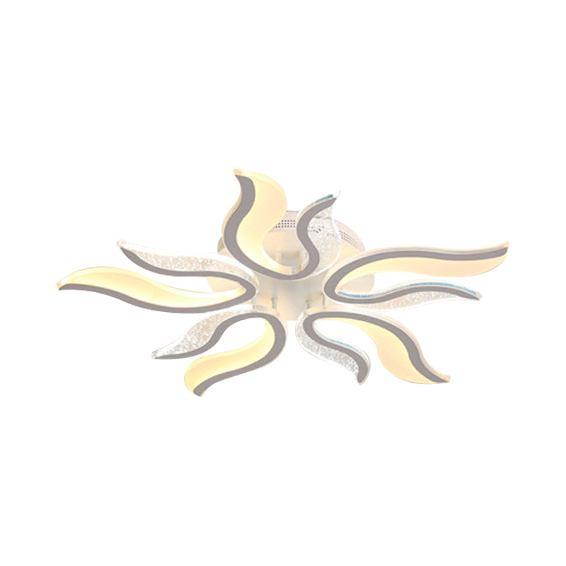 Creative Modern Flame Flower Ceiling Fixture Acrylic Bedroom LED Semi Flush Mounted Lamp in Warm/White Light, 31.5"/39"/49" Wide