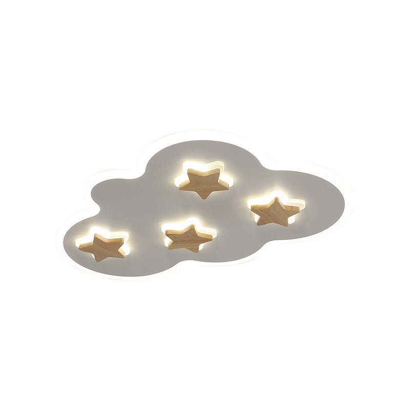 Cloud et Star Kid Bedroom Flush Mount Ceiling Light Acrylic Art Déco Ceiling Light Fixture