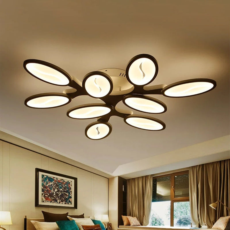 Ramo ovale acrilico semifulto semifulco contemporaneo 6/9/12 luci bianche a LED vicino alla lampada a soffitto in luce calda/bianca
