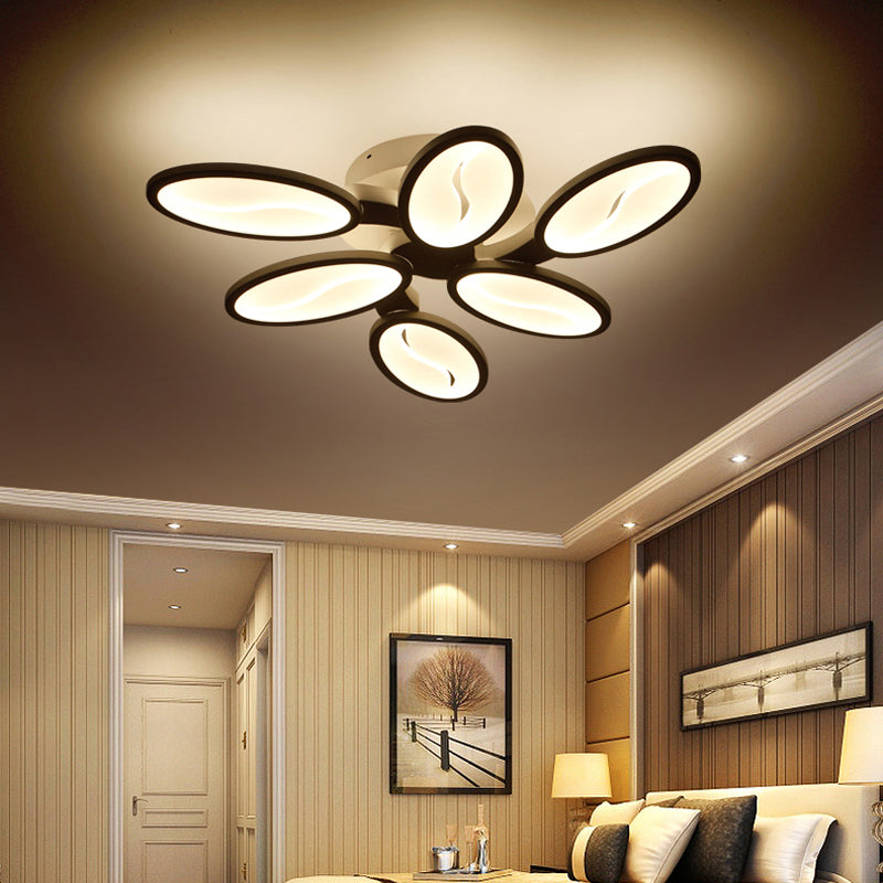 Ramo ovale acrilico semifulto semifulco contemporaneo 6/9/12 luci bianche a LED vicino alla lampada a soffitto in luce calda/bianca