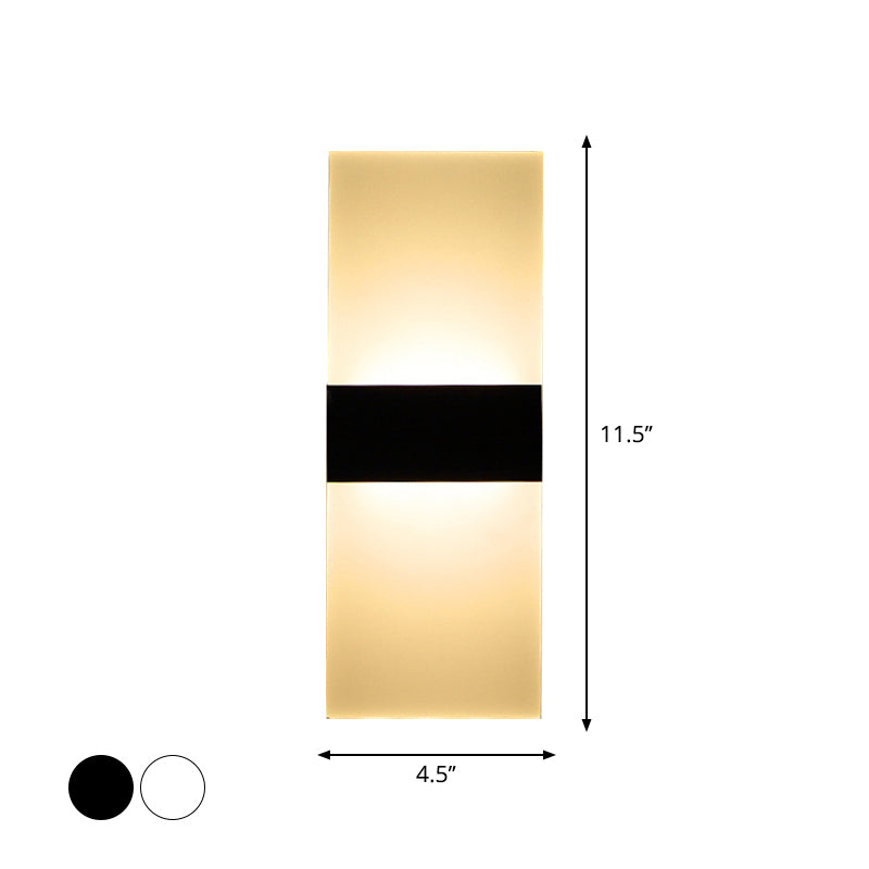 Black/White Rectangular LED Sconce Light Minimalist Acrylic Thinnest Wall Mounted Lamp in Warm/White Light, 11.5"/16" W