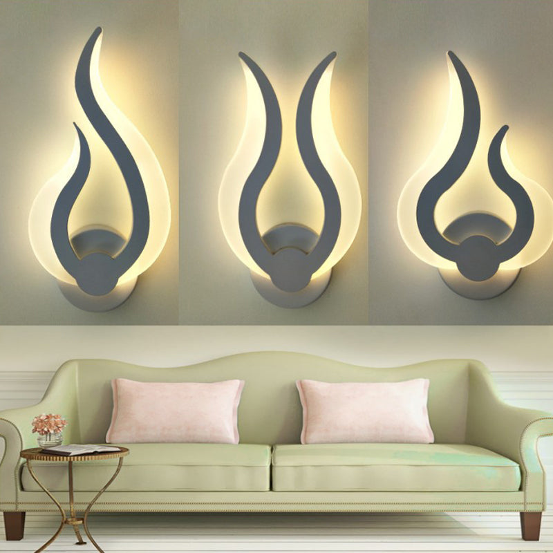 Flame Shaped Bedroom Wall Sconce Lighting Acrylic LED Nordic Wall Mount Light in Warm/White Light