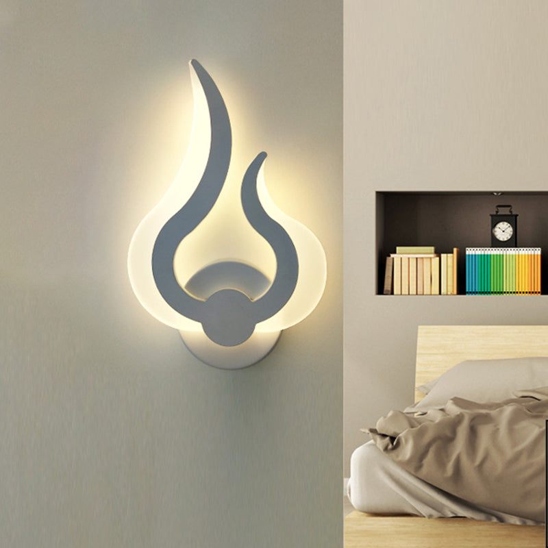 Flame Shaped Bedroom Wall Sconce Lighting Acrylic LED Nordic Wall Mount Light in Warm/White Light