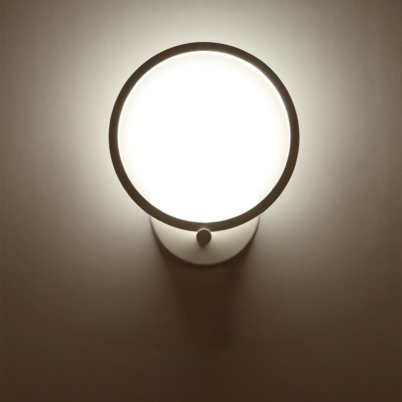 White Circle LED Sconce Light Fixture Minimalist Acrylic Wall Mount Lighting in Warm/White Light for Corridor, 8"/10" W