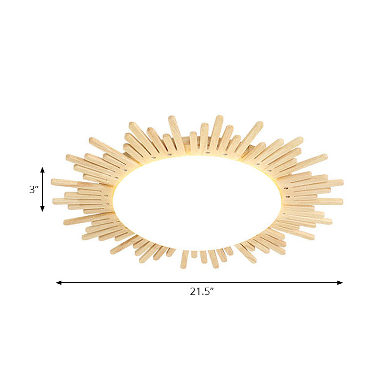 Wooden Round Ceiling Light Chic Modern Flush Ceiling Light Fixture for Dining Room
