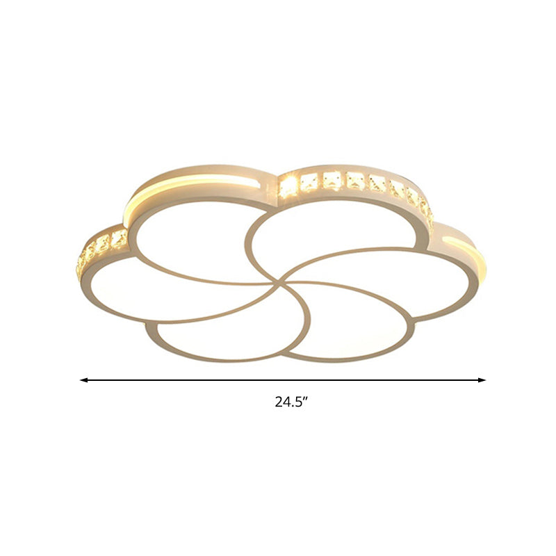 Luz de techo de descarga LED de flores blancas con lámpara de techo acrílico de cristal contemporáneo transparente para la habitación Kid