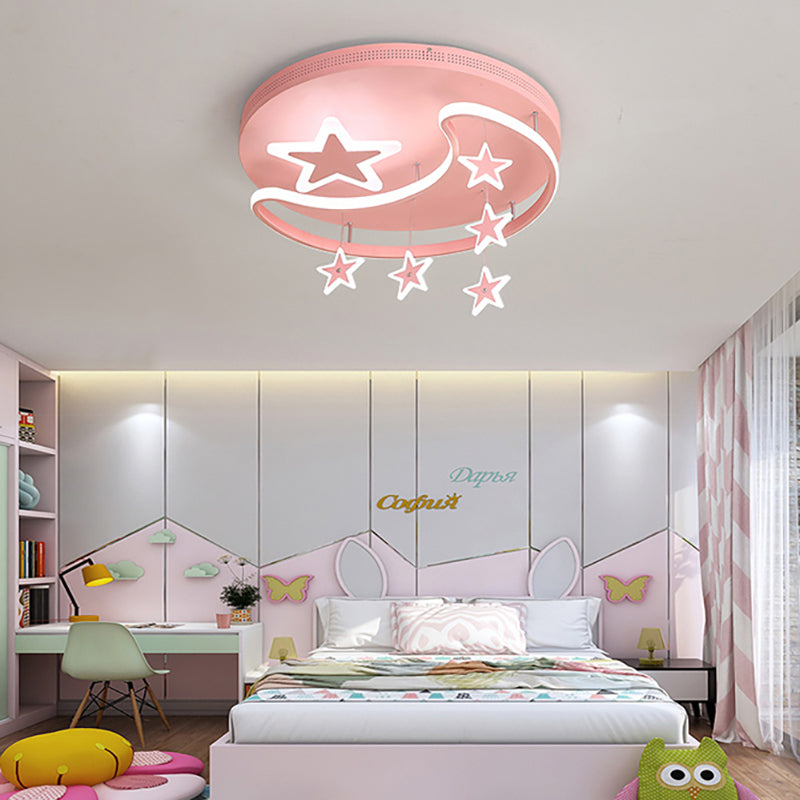 Nordic Moon and Star Ceiling Light Fixture Acrylic Flush Mount Ceiling Light for Kindergarten