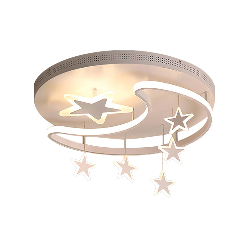 Nordic Moon and Star Ceiling Light Fixture Acrylic Flush Mount Ceiling Light for Kindergarten