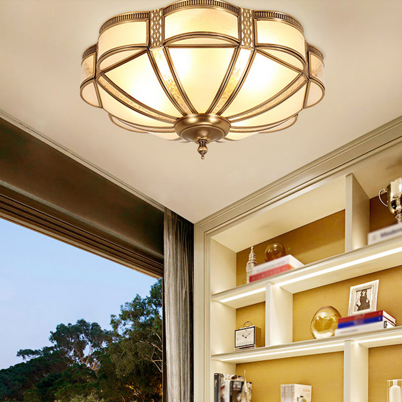 3/4/6 Lights Flush Light Minimalist Dome Frosted Glass Flush Ceiling Light in Brass, Small/Medium/Large