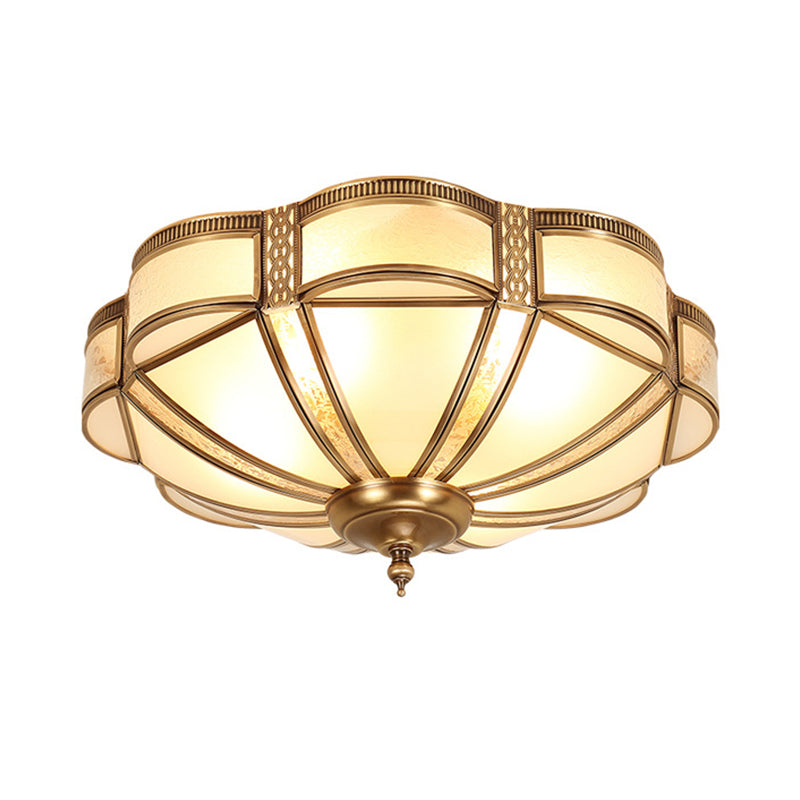 3/4/6 Lights Flush Light Minimalist Dome Frosted Glass Flush Ceiling Light in Brass, Small/Medium/Large