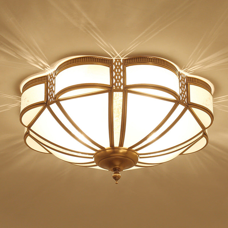 3/4/6 Lights Flush Light Minimalist Dome Frosted Glass Flush Ceiling Light in Brass, Small/Medium/Large