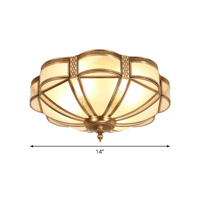 3/4/6 Lights Flush Light Minimalist Dome Frosted Glass Flush Ceiling Light in Brass, Small/Medium/Large