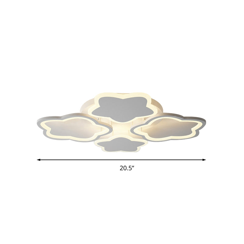 Plafonnier acrylique LED pour enfants à quatre fleurs blanc pour bébé fille chambre à coucher